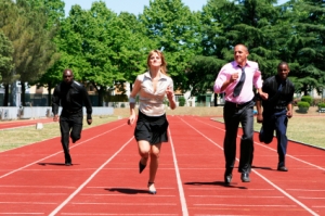 Business people running the race